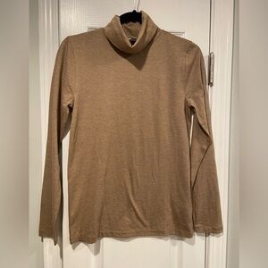 NWOT J. Crew Size XS Tan Brown Cotton Blend Turtleneck Long Sleeve Stretch Shirt